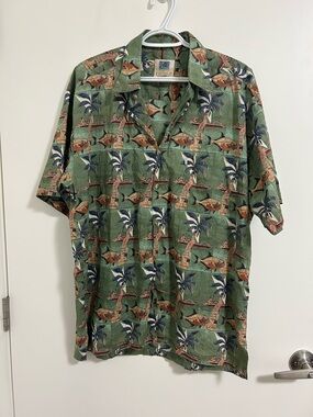 Vintage Avi by Kahala Hawaiian Shirt Men’s Large Green Tropical Fish Palm Tree